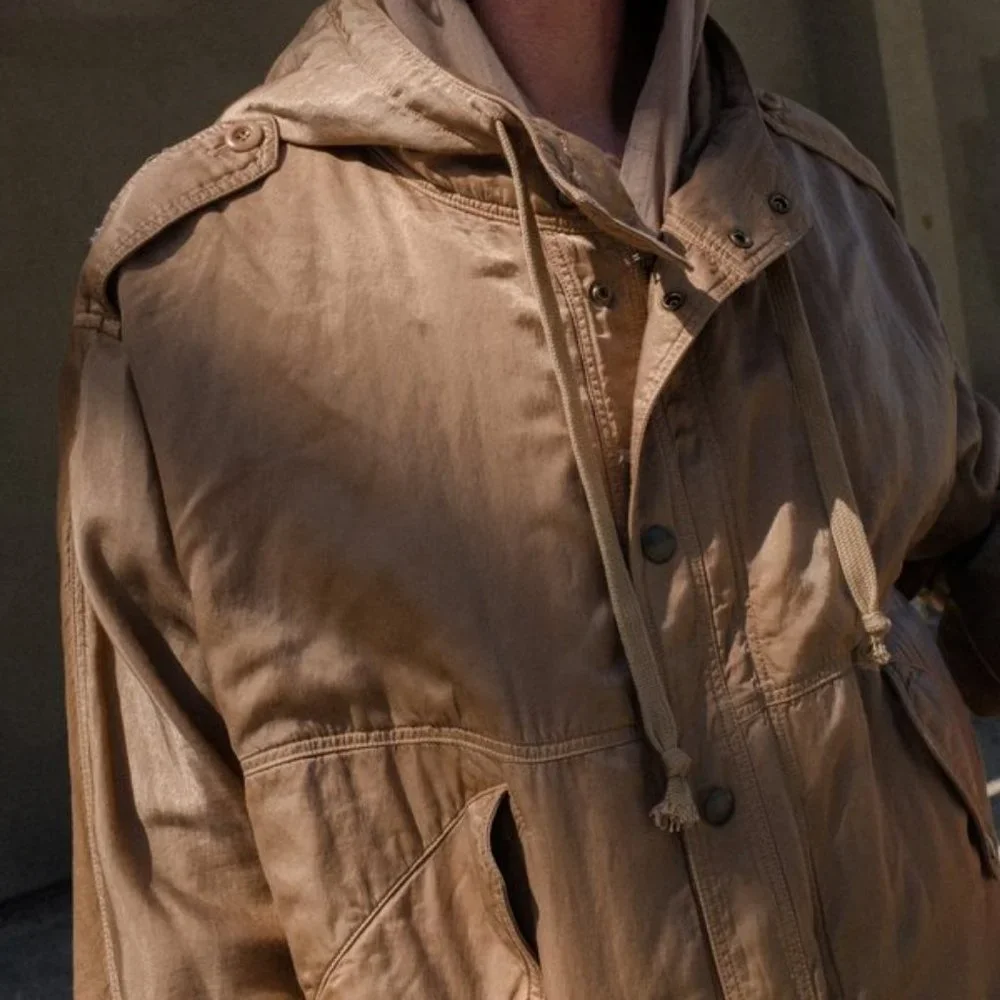 NEW size Small Faith Connexion patch tailcoat parka Los Angeles TAN color